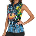 Personalised NAIDOC Week 2025 Blues Football Women Sleeveless Polo Shirt Aboriginal Dot Painting