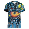 Personalised NAIDOC Week 2025 Blues Football Women V-Neck T-Shirt Aboriginal Dot Painting