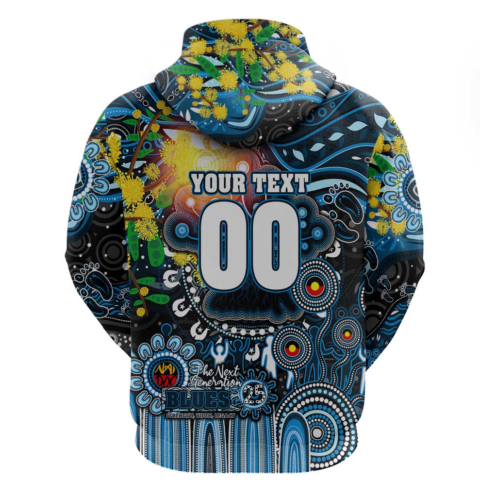 Personalised NAIDOC Week 2025 Blues Football Zip Hoodie Aboriginal Dot Painting