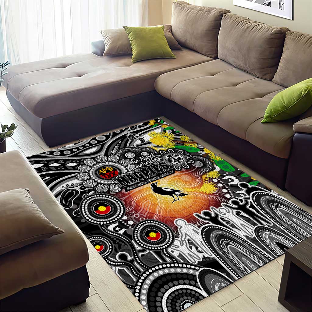 NAIDOC Week 2025 Magpies Football Area Rug Aboriginal Dot Painting