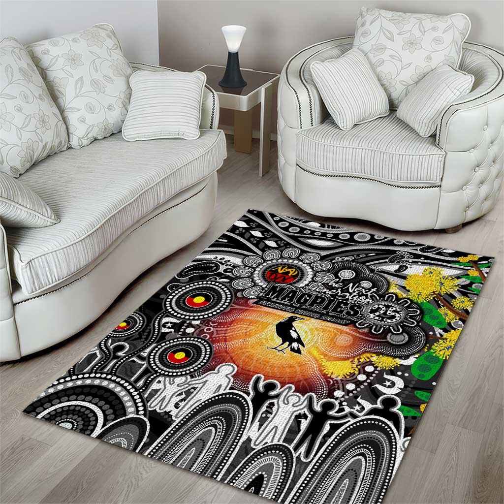 NAIDOC Week 2025 Magpies Football Area Rug Aboriginal Dot Painting