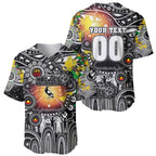 Personalised NAIDOC Week 2025 Magpies Football Baseball Jersey Aboriginal Dot Painting