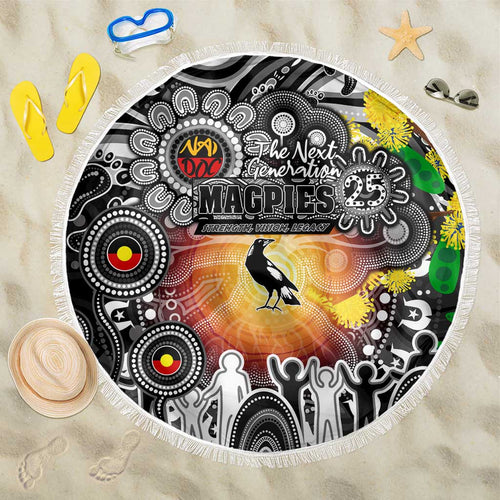 NAIDOC Week 2025 Magpies Football Beach Blanket Aboriginal Dot Painting