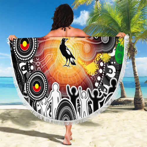 NAIDOC Week 2025 Magpies Football Beach Blanket Aboriginal Dot Painting