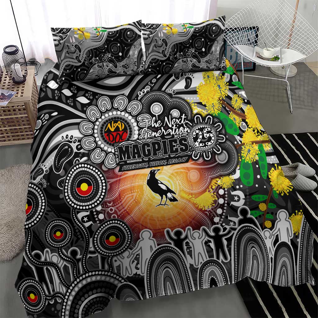 NAIDOC Week 2025 Magpies Football Bedding Set Aboriginal Dot Painting