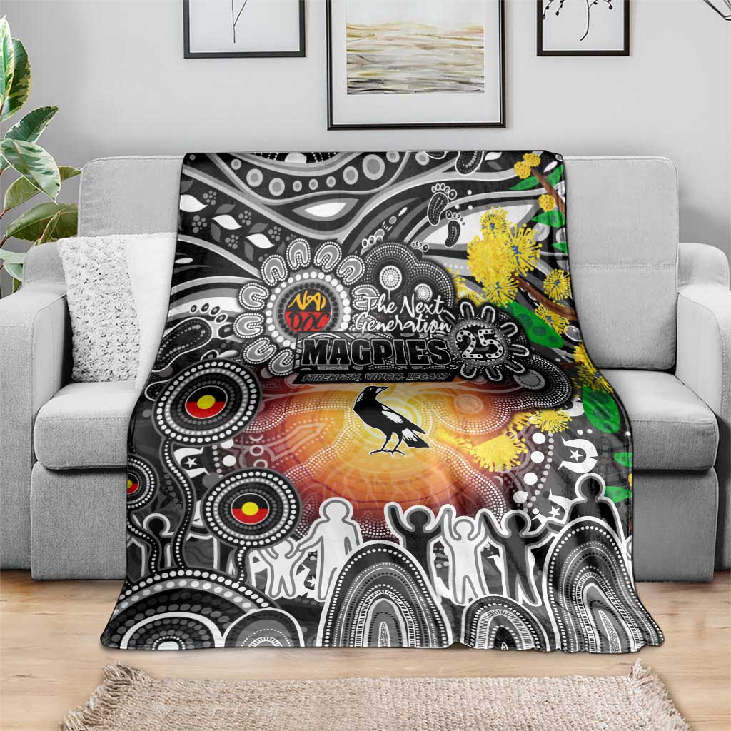 NAIDOC Week 2025 Magpies Football Blanket Aboriginal Dot Painting