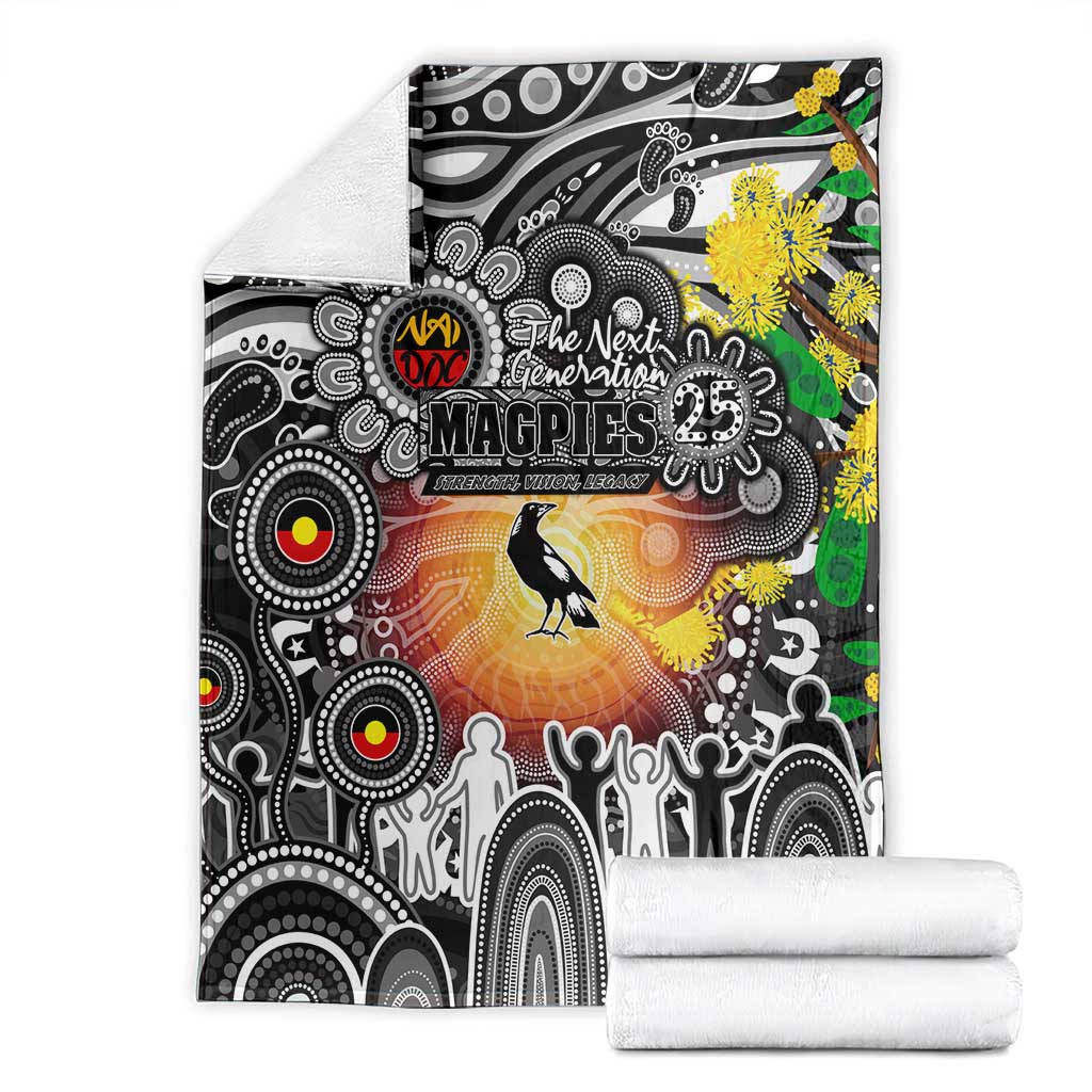 NAIDOC Week 2025 Magpies Football Blanket Aboriginal Dot Painting