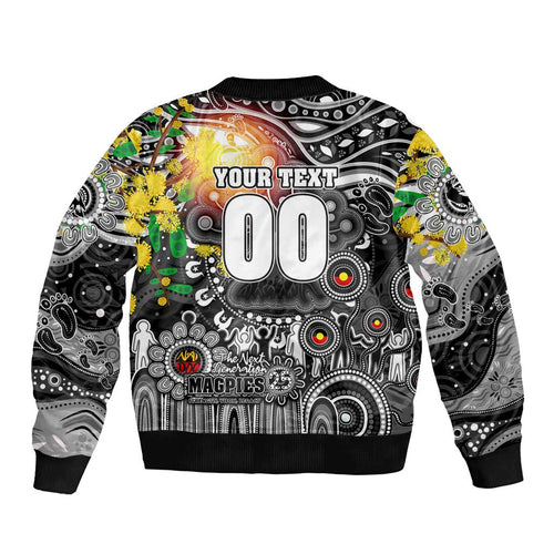 Personalised NAIDOC Week 2025 Magpies Football Bomber Jacket Aboriginal Dot Painting