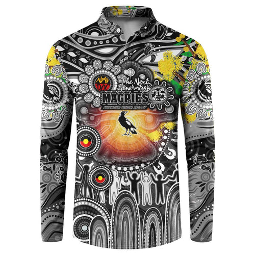 Personalised NAIDOC Week 2025 Magpies Football Button Sweatshirt Aboriginal Dot Painting