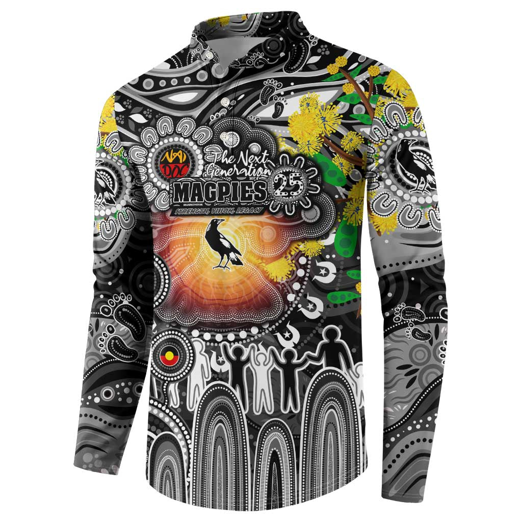 Personalised NAIDOC Week 2025 Magpies Football Button Sweatshirt Aboriginal Dot Painting