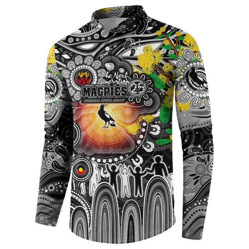 Personalised NAIDOC Week 2025 Magpies Football Button Sweatshirt Aboriginal Dot Painting