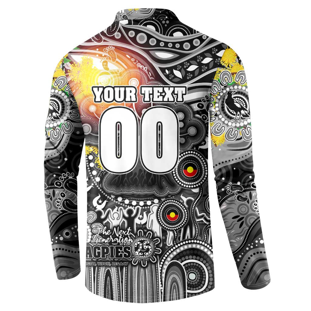 Personalised NAIDOC Week 2025 Magpies Football Button Sweatshirt Aboriginal Dot Painting