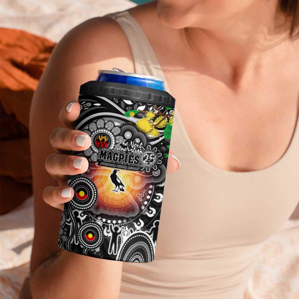 NAIDOC Week 2025 Magpies Football 4 in 1 Can Cooler Tumbler Aboriginal Dot Painting