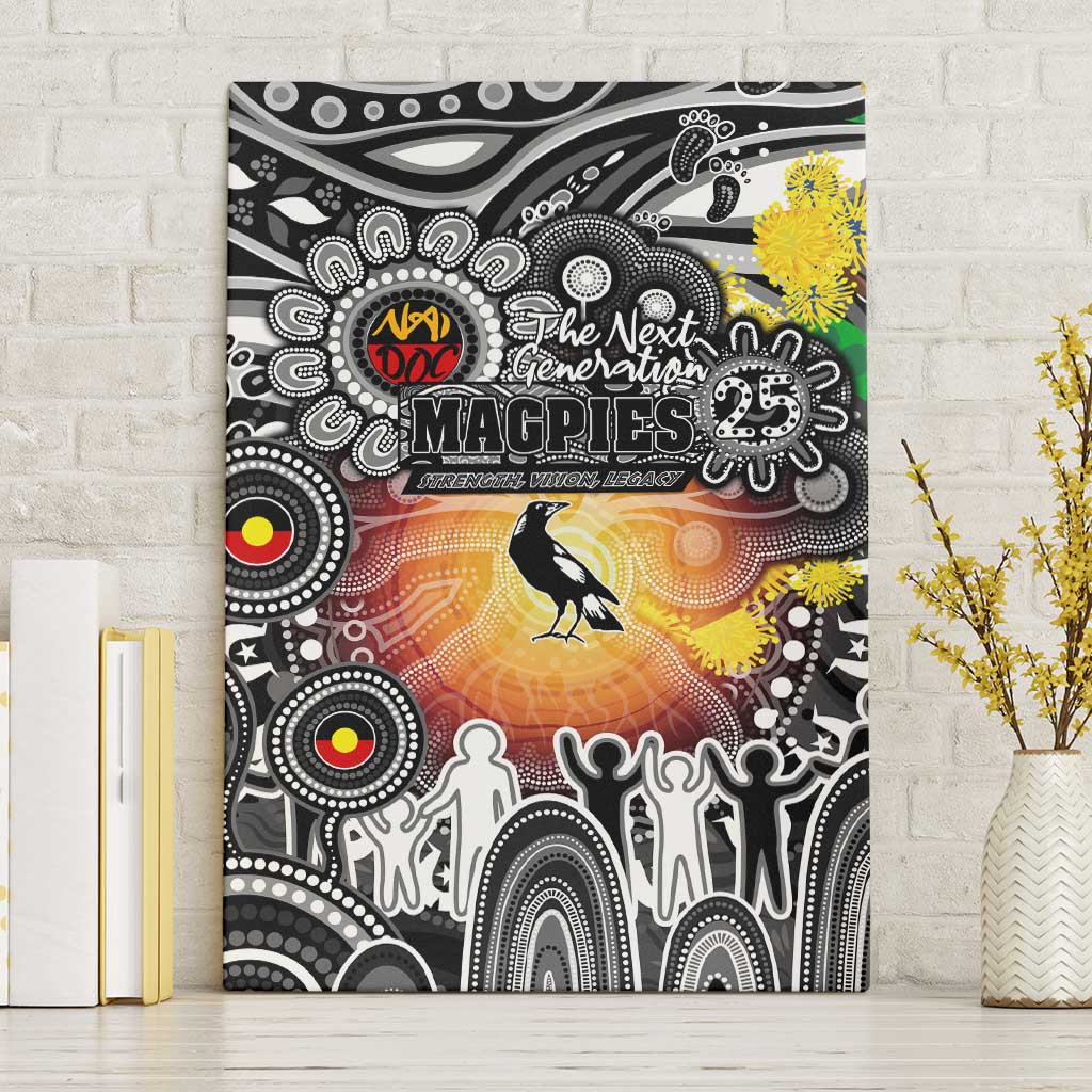 NAIDOC Week 2025 Magpies Football Canvas Wall Art Aboriginal Dot Painting
