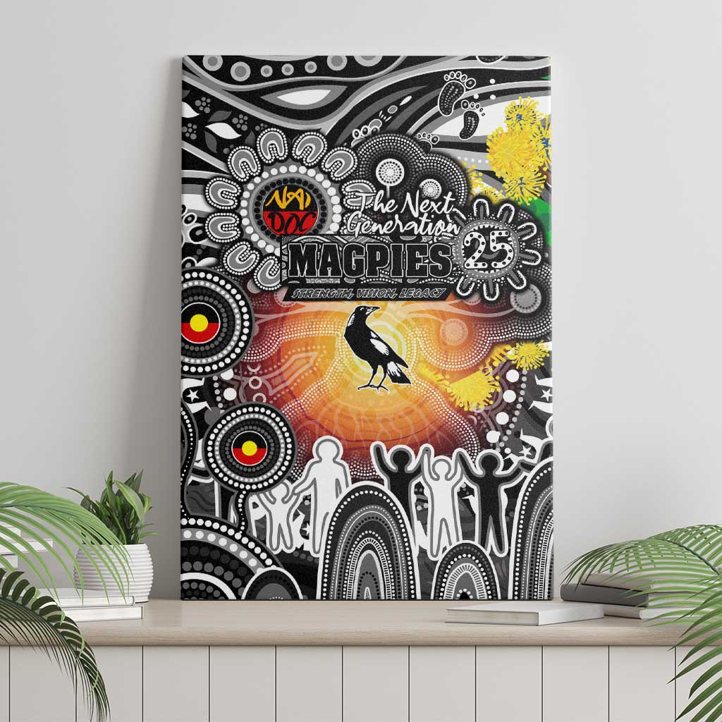 NAIDOC Week 2025 Magpies Football Canvas Wall Art Aboriginal Dot Painting