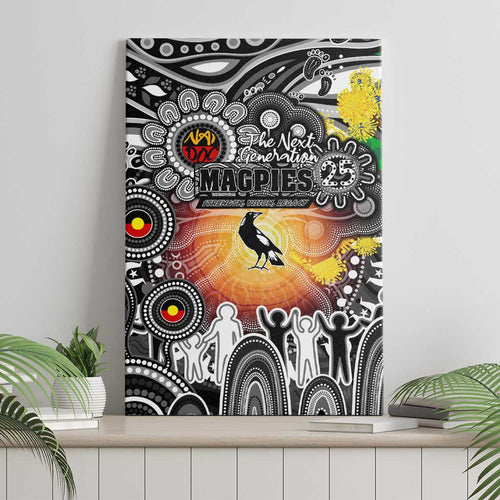 NAIDOC Week 2025 Magpies Football Canvas Wall Art Aboriginal Dot Painting