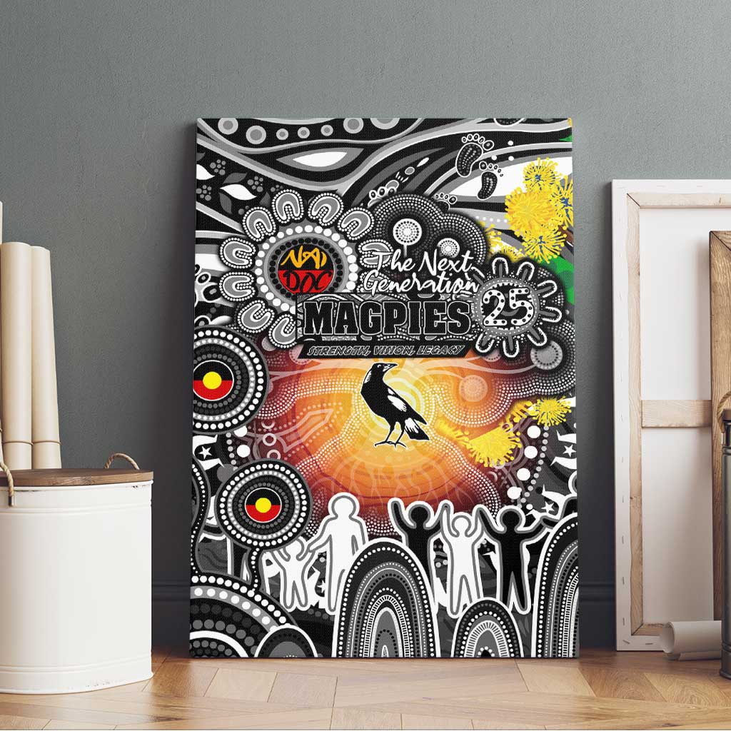 NAIDOC Week 2025 Magpies Football Canvas Wall Art Aboriginal Dot Painting