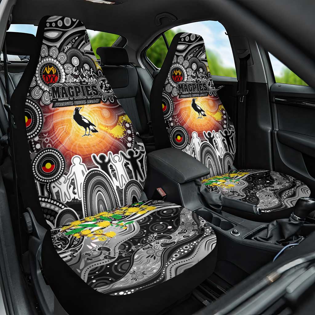 NAIDOC Week 2025 Magpies Football Car Seat Cover Aboriginal Dot Painting