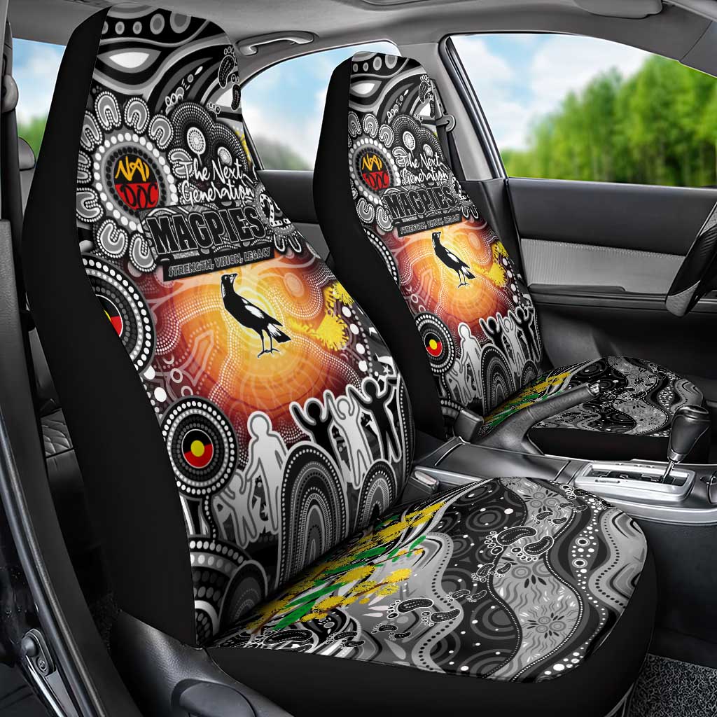 NAIDOC Week 2025 Magpies Football Car Seat Cover Aboriginal Dot Painting