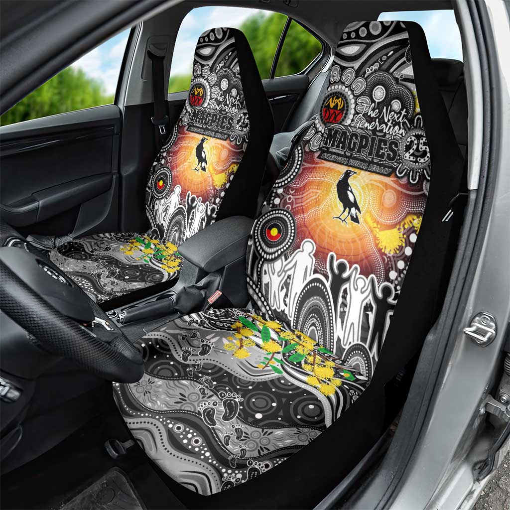 NAIDOC Week 2025 Magpies Football Car Seat Cover Aboriginal Dot Painting