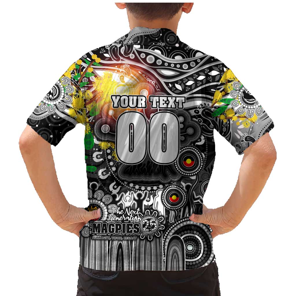 Personalised NAIDOC Week 2025 Magpies Football Family Matching Mermaid Dress and Hawaiian Shirt Aboriginal Dot Painting