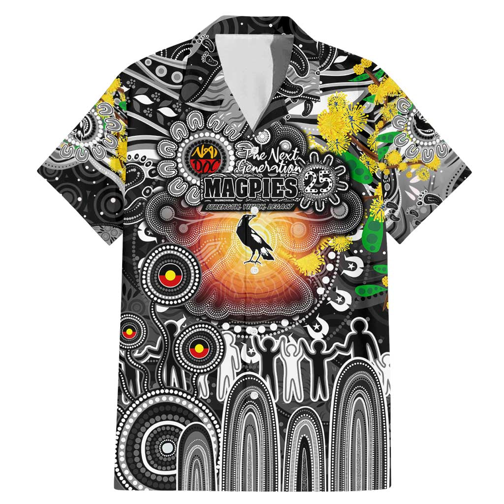 Personalised NAIDOC Week 2025 Magpies Football Family Matching Mermaid Dress and Hawaiian Shirt Aboriginal Dot Painting