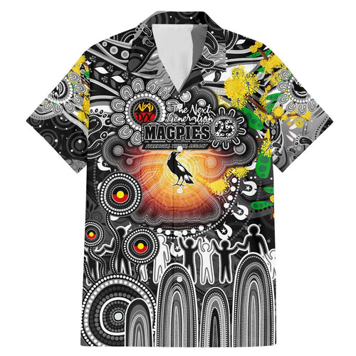 Personalised NAIDOC Week 2025 Magpies Football Family Matching Mermaid Dress and Hawaiian Shirt Aboriginal Dot Painting