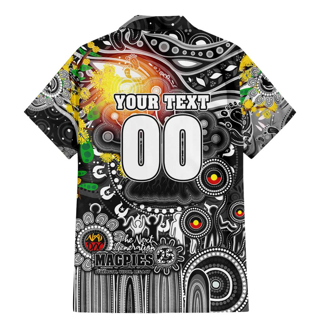 Personalised NAIDOC Week 2025 Magpies Football Family Matching Mermaid Dress and Hawaiian Shirt Aboriginal Dot Painting