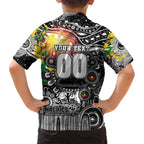 Personalised NAIDOC Week 2025 Magpies Football Family Matching Off Shoulder Maxi Dress and Hawaiian Shirt Aboriginal Dot Painting