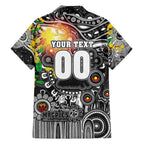 Personalised NAIDOC Week 2025 Magpies Football Family Matching Off Shoulder Maxi Dress and Hawaiian Shirt Aboriginal Dot Painting