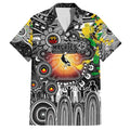 Personalised NAIDOC Week 2025 Magpies Football Family Matching Short Sleeve Bodycon Dress and Hawaiian Shirt Aboriginal Dot Painting