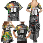 Personalised NAIDOC Week 2025 Magpies Football Family Matching Summer Maxi Dress and Hawaiian Shirt Aboriginal Dot Painting
