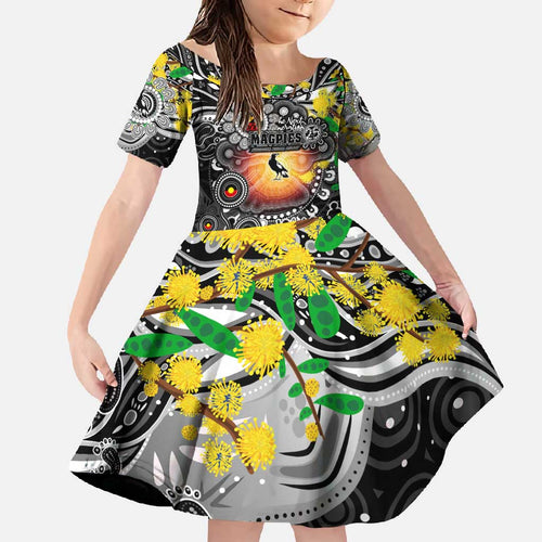 Personalised NAIDOC Week 2025 Magpies Football Family Matching Tank Maxi Dress and Hawaiian Shirt Aboriginal Dot Painting