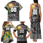 Personalised NAIDOC Week 2025 Magpies Football Family Matching Tank Maxi Dress and Hawaiian Shirt Aboriginal Dot Painting