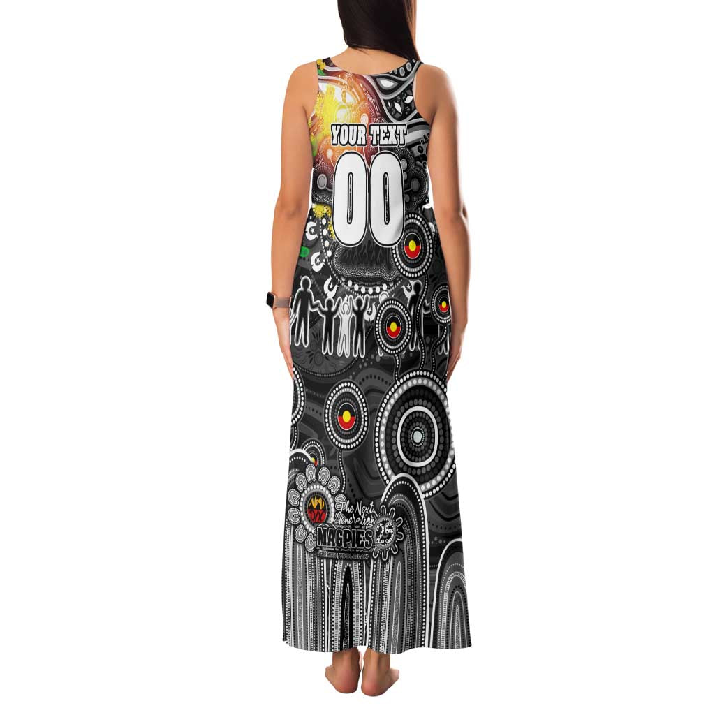 Personalised NAIDOC Week 2025 Magpies Football Family Matching Tank Maxi Dress and Hawaiian Shirt Aboriginal Dot Painting