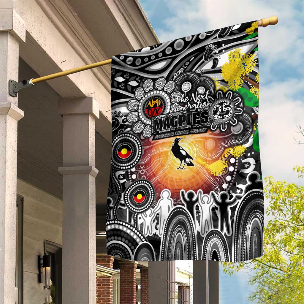 NAIDOC Week 2025 Magpies Football Garden Flag Aboriginal Dot Painting