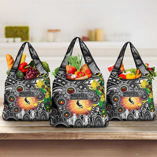 NAIDOC Week 2025 Magpies Football Grocery Bag Aboriginal Dot Painting