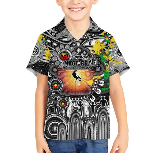 Personalised NAIDOC Week 2025 Magpies Football Hawaiian Shirt Aboriginal Dot Painting