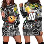 Personalised NAIDOC Week 2025 Magpies Football Hoodie Dress Aboriginal Dot Painting