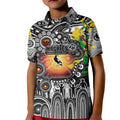 Personalised NAIDOC Week 2025 Magpies Football Kid Polo Shirt Aboriginal Dot Painting