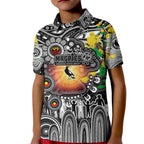 Personalised NAIDOC Week 2025 Magpies Football Kid Polo Shirt Aboriginal Dot Painting