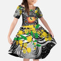 Personalised NAIDOC Week 2025 Magpies Football Kid Short Sleeve Dress Aboriginal Dot Painting