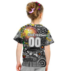 Personalised NAIDOC Week 2025 Magpies Football Kid T Shirt Aboriginal Dot Painting