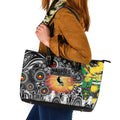 NAIDOC Week 2025 Magpies Football Leather Tote Bag Aboriginal Dot Painting