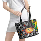 NAIDOC Week 2025 Magpies Football Leather Tote Bag Aboriginal Dot Painting