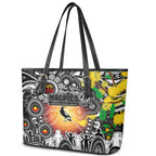 NAIDOC Week 2025 Magpies Football Leather Tote Bag Aboriginal Dot Painting