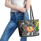 NAIDOC Week 2025 Magpies Football Leather Tote Bag Aboriginal Dot Painting