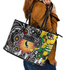NAIDOC Week 2025 Magpies Football Leather Tote Bag Aboriginal Dot Painting