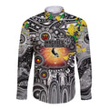 Personalised NAIDOC Week 2025 Magpies Football Long Sleeve Button Shirt Aboriginal Dot Painting