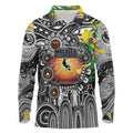 Personalised NAIDOC Week 2025 Magpies Football Long Sleeve Polo Shirt Aboriginal Dot Painting